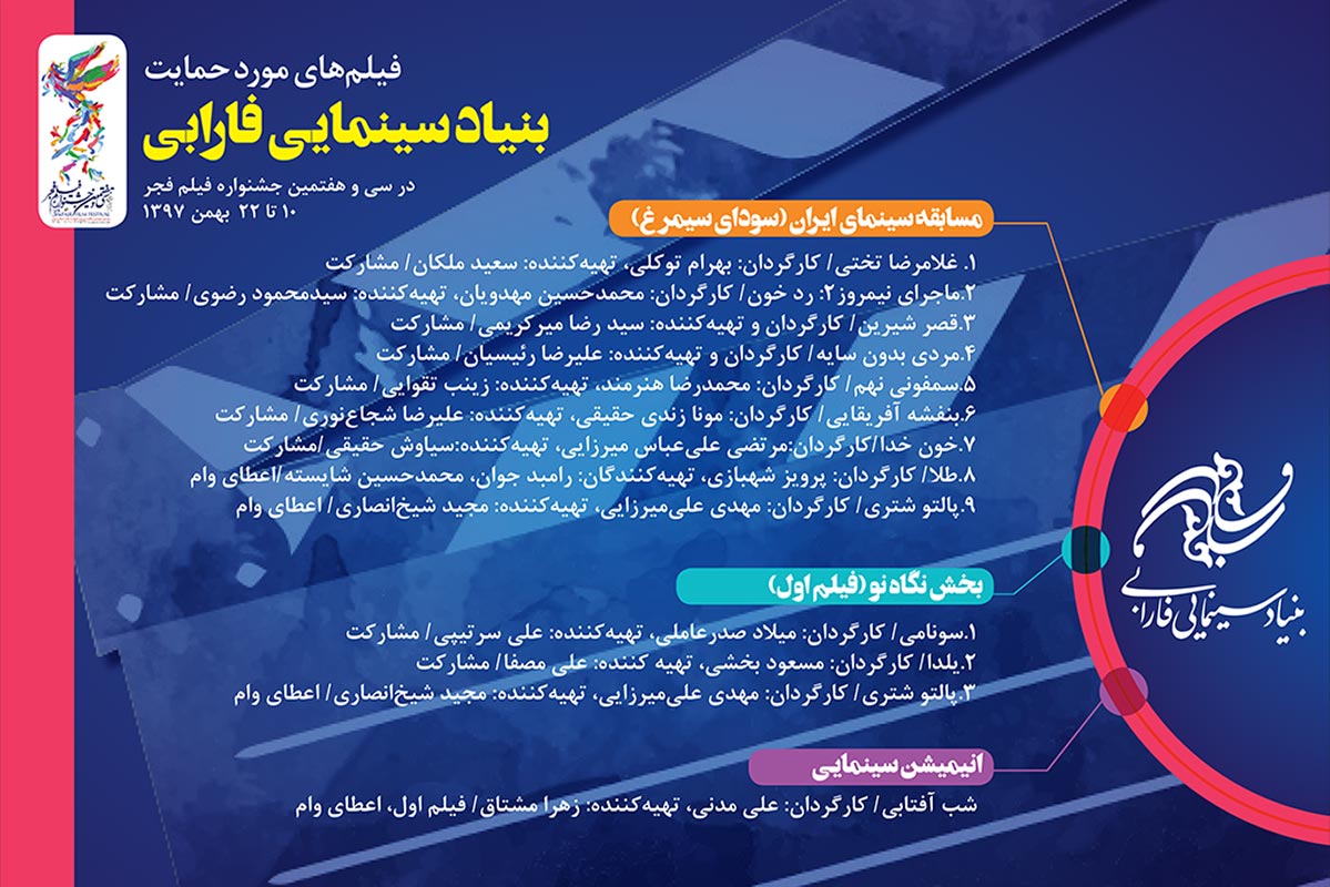 حمايت بنياد سينمايي فارابي از 12 اثر در سي و هفتمين جشنواره فيلم فجر